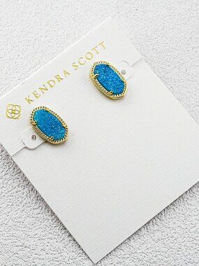 Kendra Scott Light Blue Quartz Point Stud Earrings